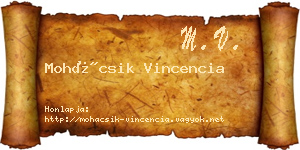Mohácsik Vincencia névjegykártya